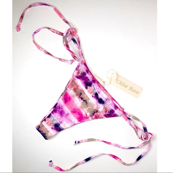 Chloe Rose Pink & Purple Tie Dye String Bikini Set Size Medium - Picture 8 of 11